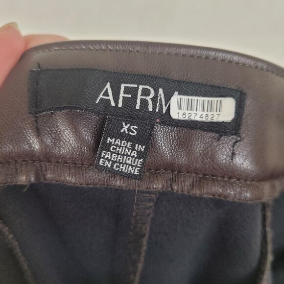 AFRM Sydney brown faux leather stirrup pants Size XS Retro Western Glam - Picture 5 of 10